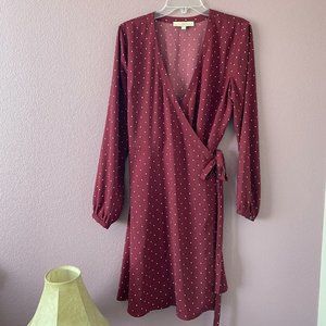 LOFT Maroon Star Wrap Dress - 12